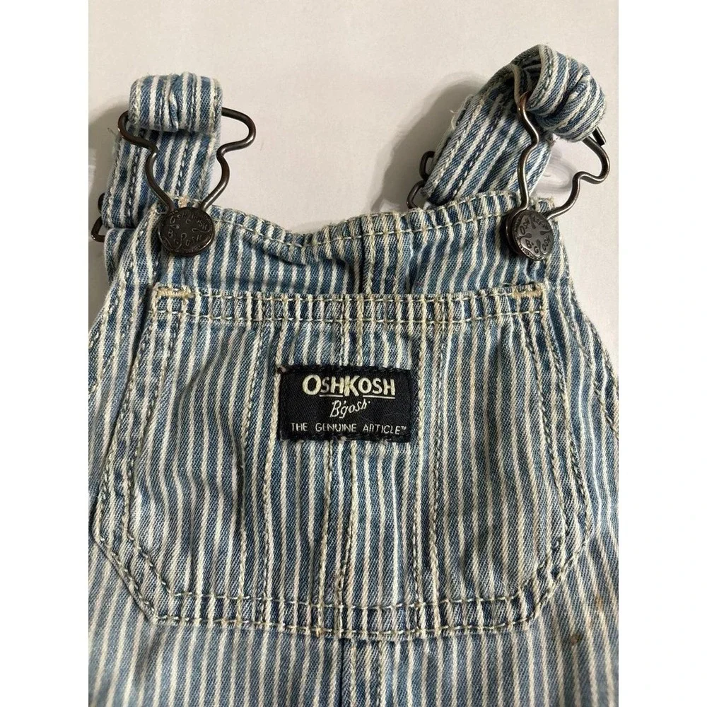 OshKosh B'gosh striped denim short overalls (18 min) Vintage Style Train overall
